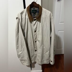 J. Crew Cream Barn Jacket with Brown Corduroy Collar